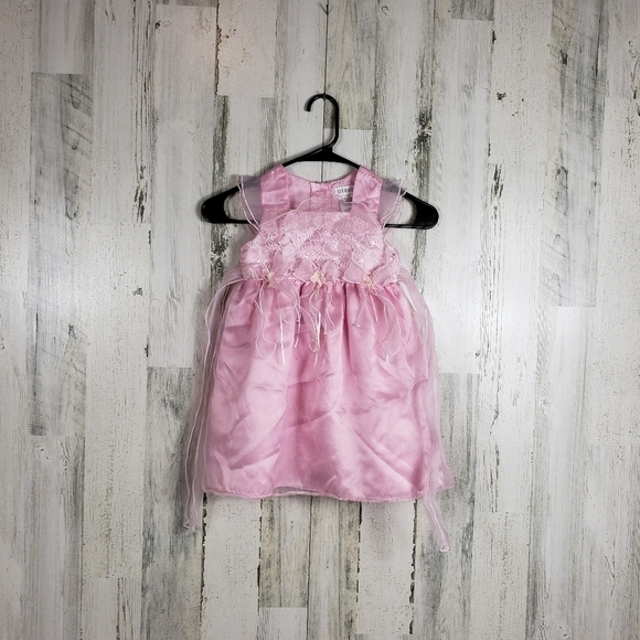 Girls George pink flower lace dress size 4 - Picture 2 of 8
